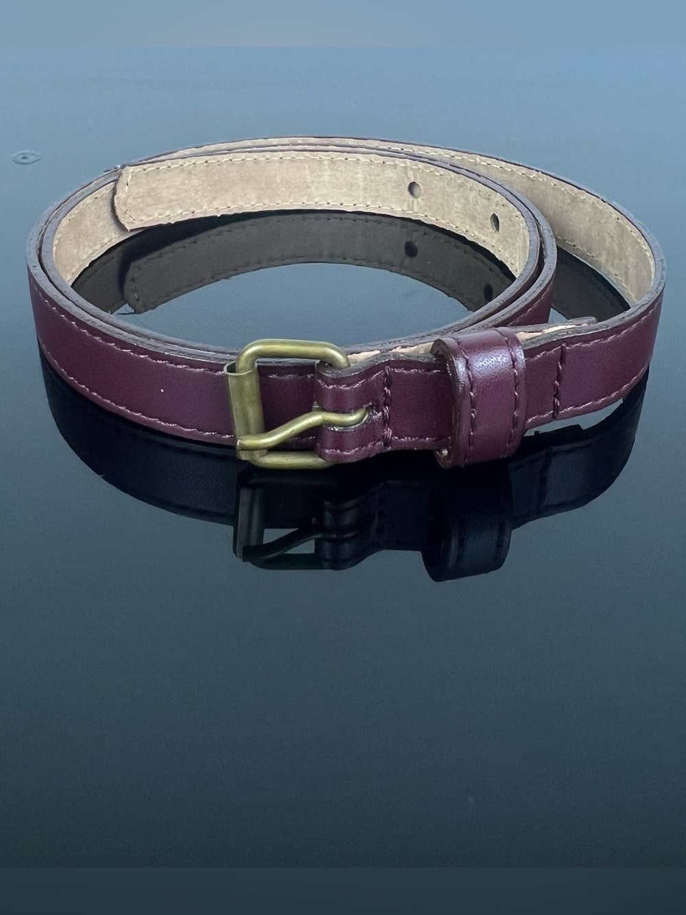 Marie Chantal Kids Girls Leather Belt, Burgundy, Size L